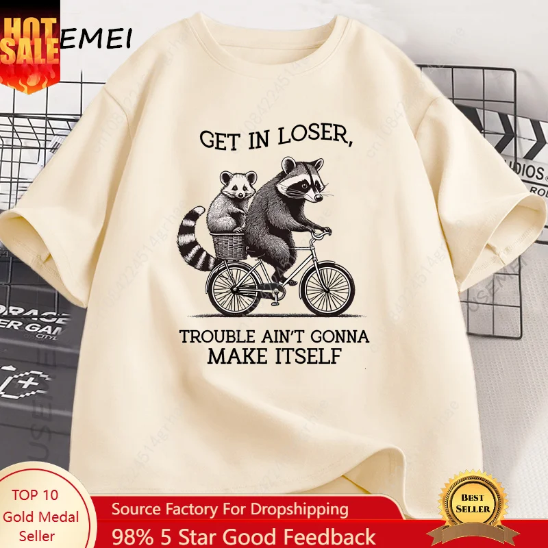 Yours Summer Clothing - Maglietta 'Get in Loser' con Grafica