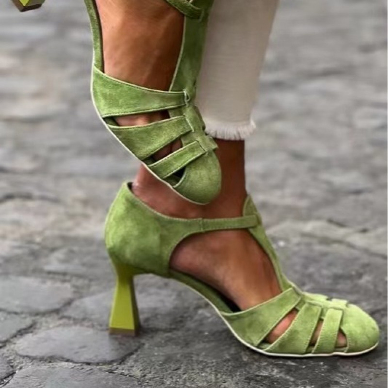Summer Clothing Modest - Sandali da donna verdi in camoscio