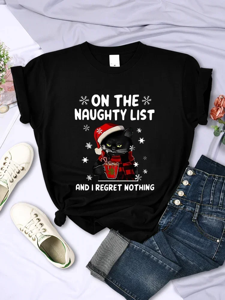 Summer Clothing List - Magliette natalizie da donna SANTA CAT