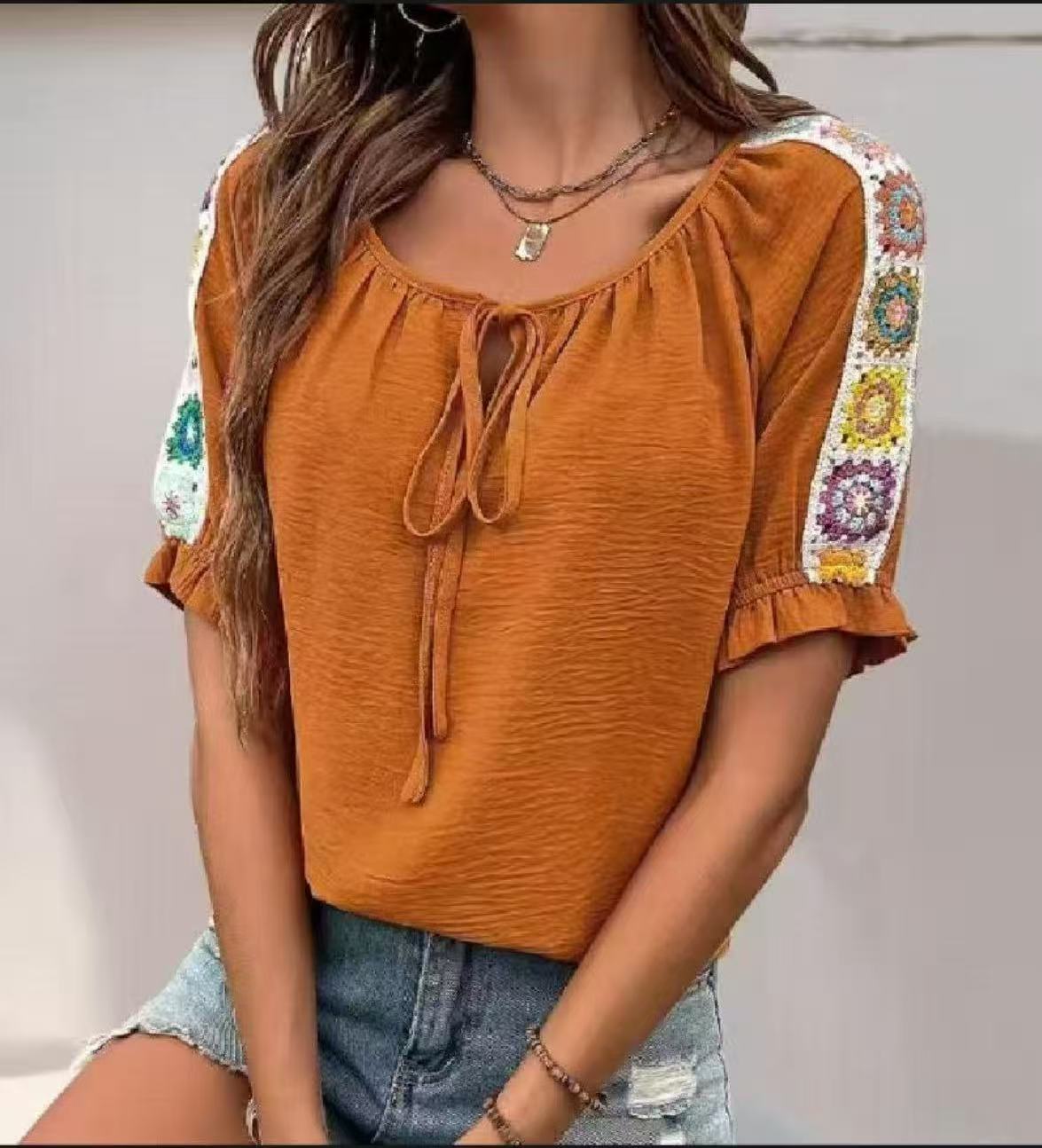 Tie Front Shirt - Camicetta da donna in stile boho